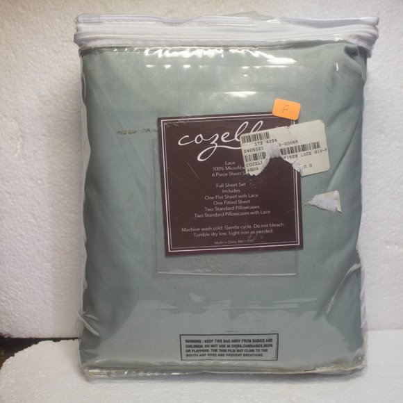Cozelle Lace 100% Microfiber 6 Piece Sheet Set Aqua Full Size - Picture 5 of 6